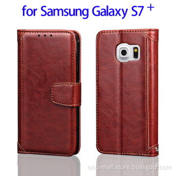 Flip Leather Phone Cases for Samsung Galaxy S7 Plus Mobile Phone Cover